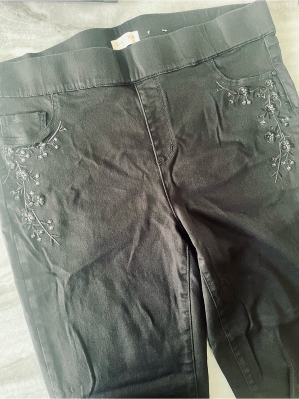Laura Plus Black Embroidered Jeans